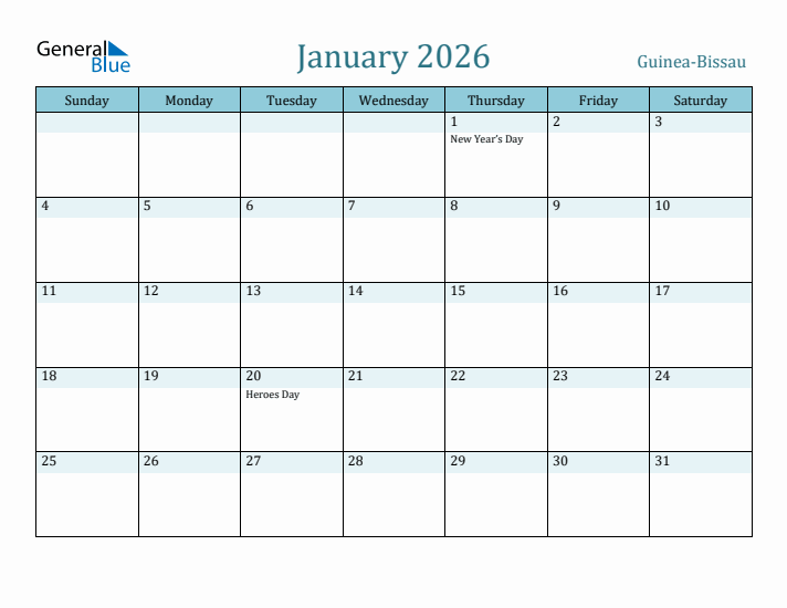 January 2026 Calendar with Holidays