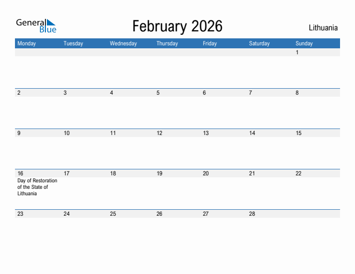 Fillable February 2026 Calendar