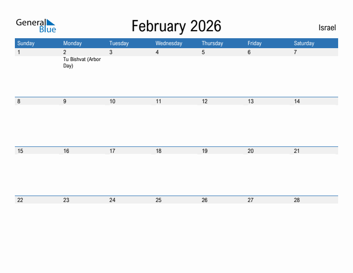 Fillable February 2026 Calendar