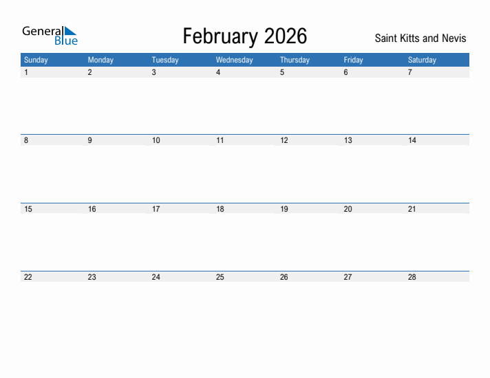 Fillable February 2026 Calendar
