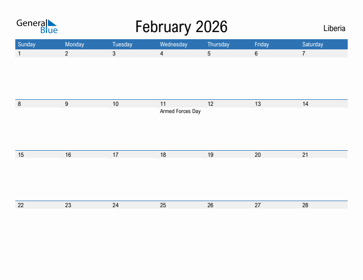 Fillable February 2026 Calendar