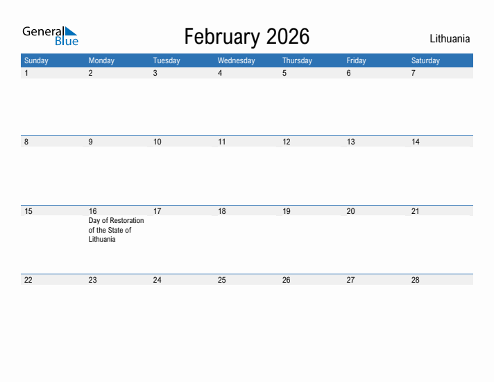 Fillable February 2026 Calendar