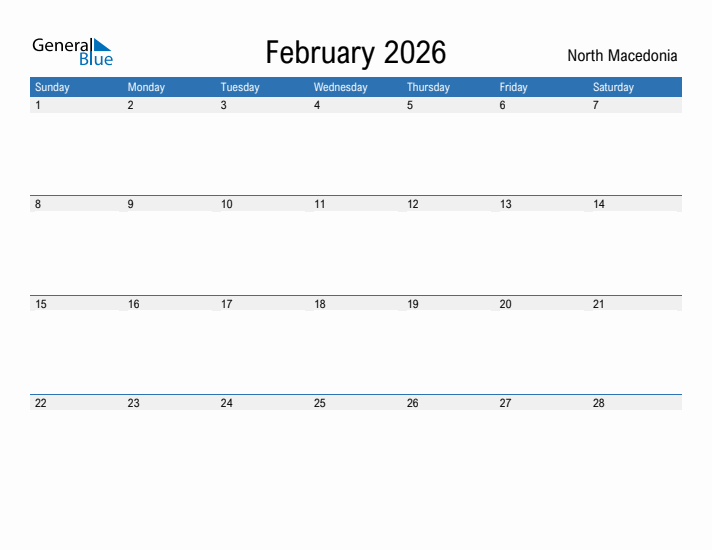 Fillable February 2026 Calendar