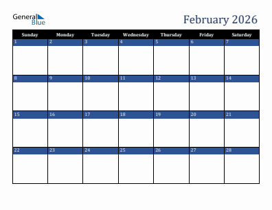 Next month calendar February 2026