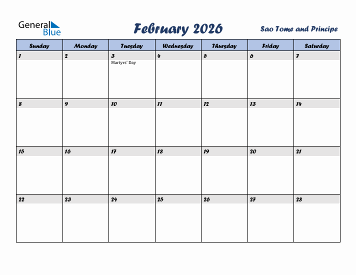 February 2026 Calendar with Holidays in Sao Tome and Principe
