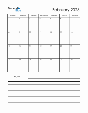 Next month calendar February 2026