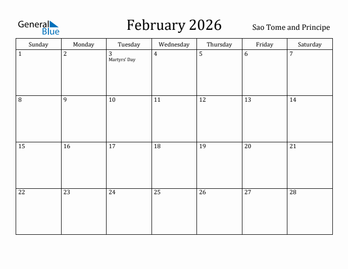 February 2026 Calendar Sao Tome and Principe