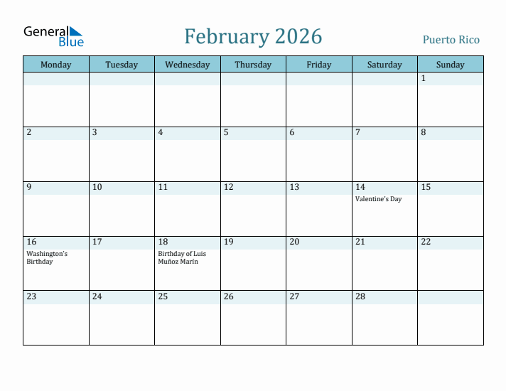 February 2026 Calendar with Holidays