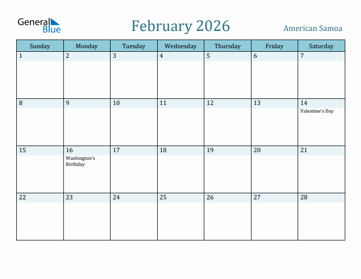 February 2026 Calendar with Holidays