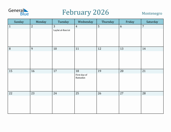 February 2026 Calendar with Holidays