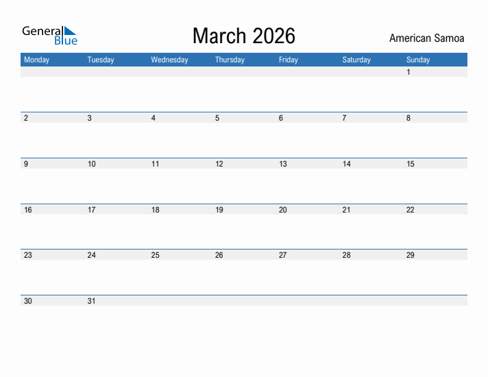 Fillable March 2026 Calendar