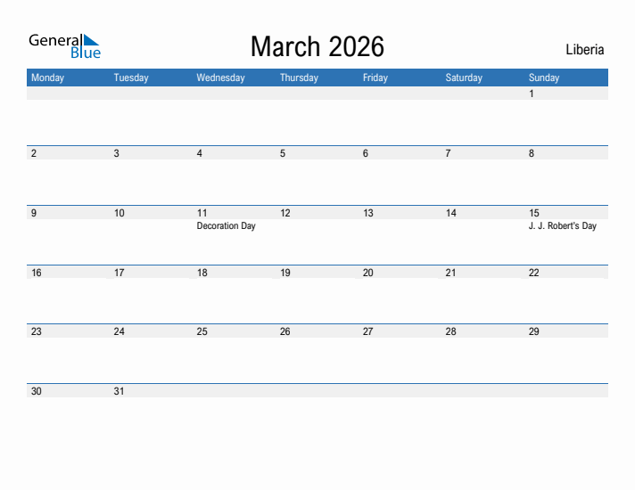 Fillable March 2026 Calendar