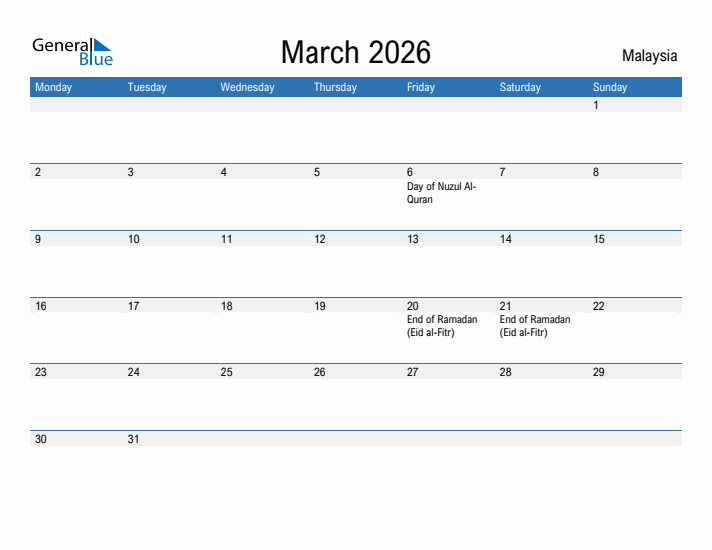 Fillable March 2026 Calendar