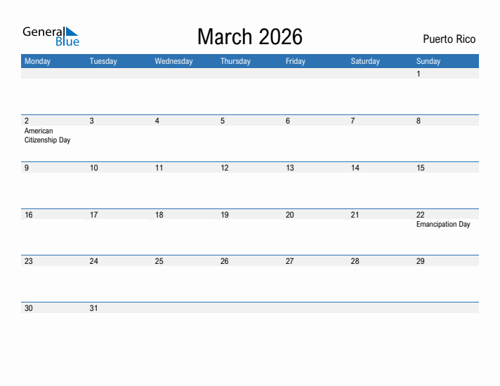 Fillable March 2026 Calendar