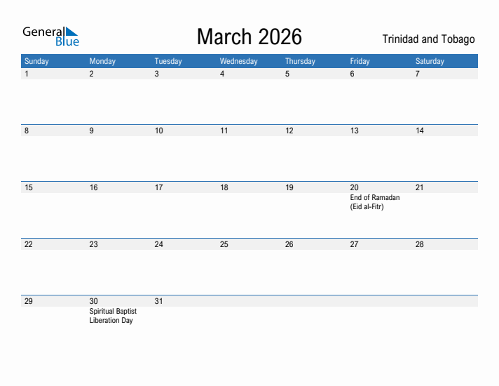 Fillable March 2026 Calendar