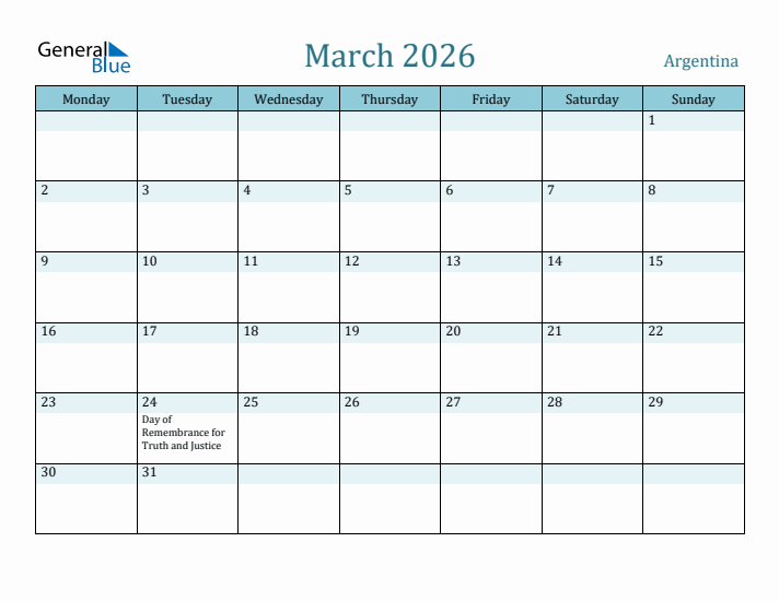 March 2026 Calendar with Holidays