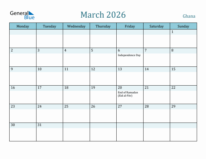 March 2026 Calendar with Holidays