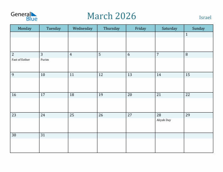 March 2026 Calendar with Holidays