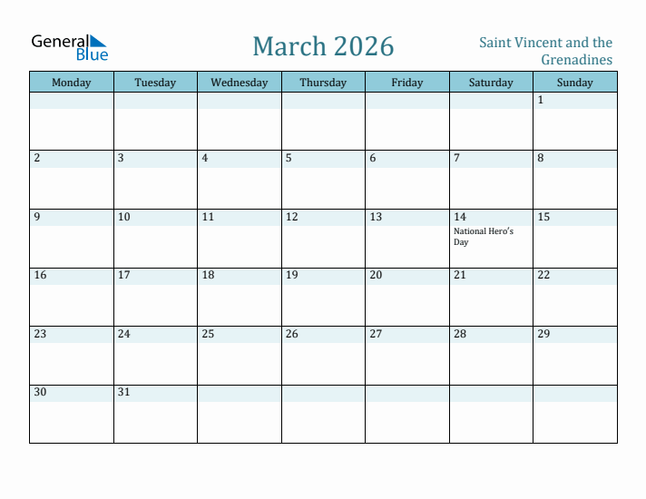 March 2026 Calendar with Holidays