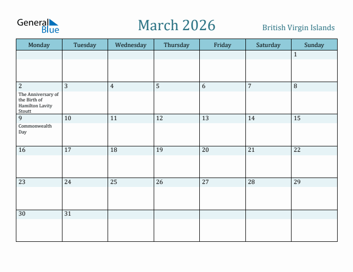 March 2026 Calendar with Holidays