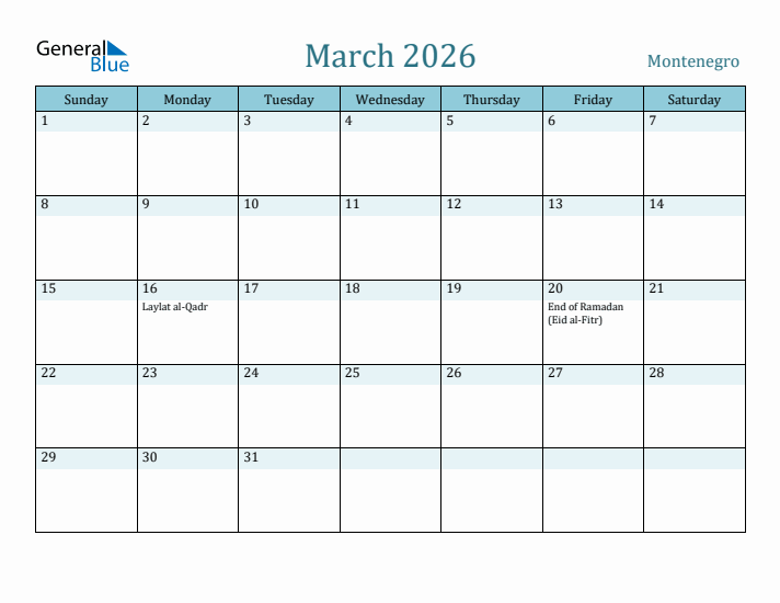 March 2026 Calendar with Holidays