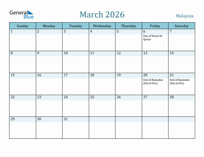 March 2026 Calendar with Holidays