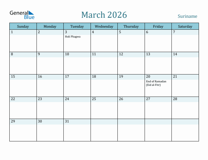 March 2026 Calendar with Holidays