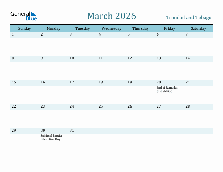 March 2026 Calendar with Holidays