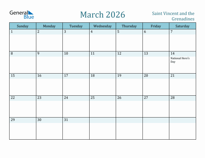 March 2026 Calendar with Holidays