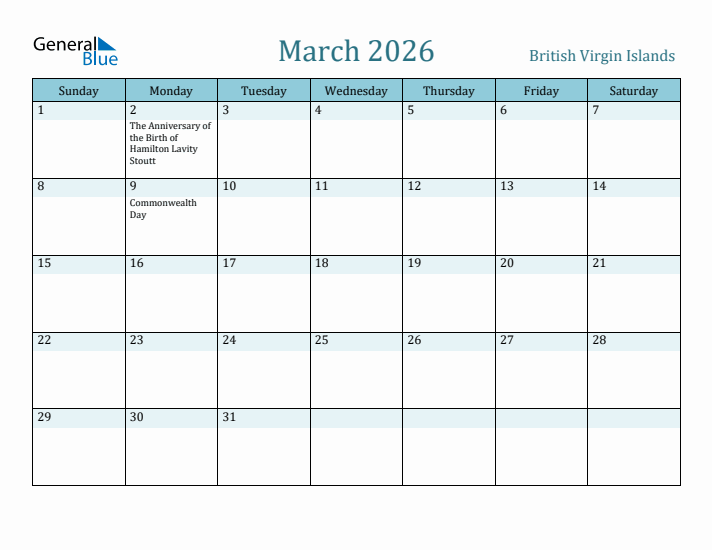 March 2026 Calendar with Holidays