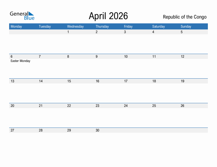 Fillable April 2026 Calendar