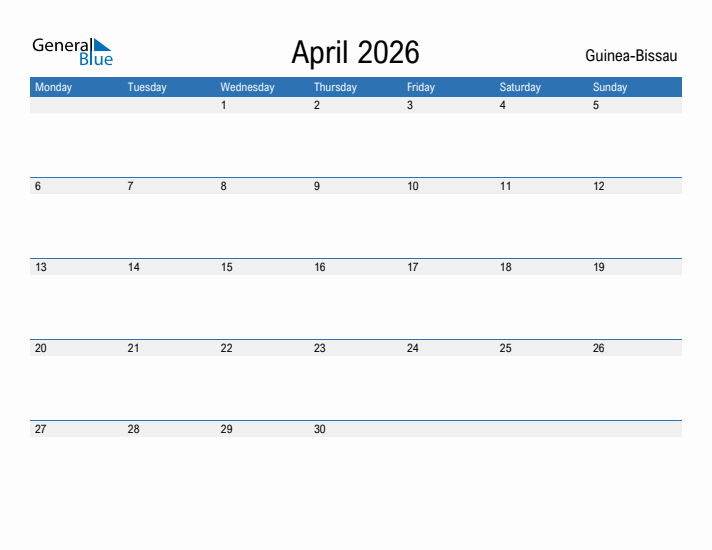 Fillable April 2026 Calendar