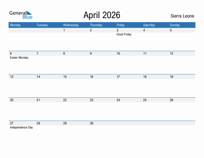 Fillable April 2026 Calendar
