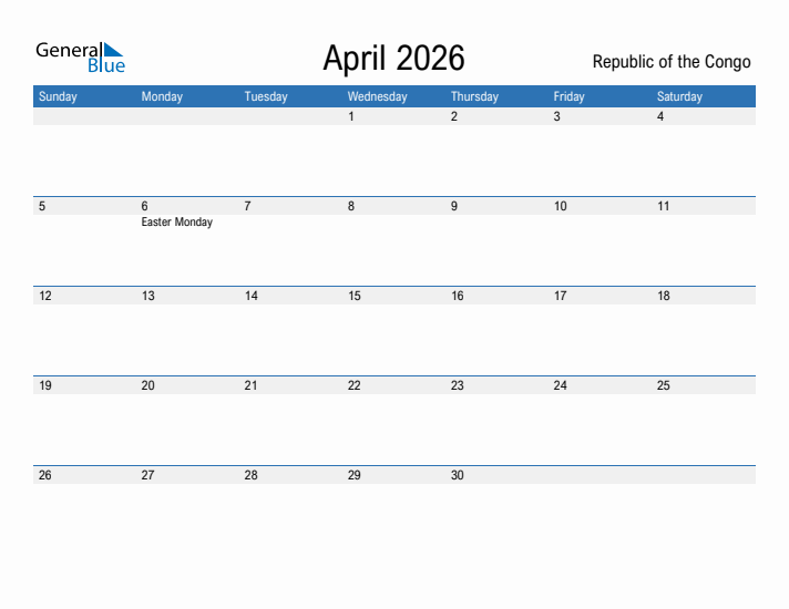 Fillable April 2026 Calendar