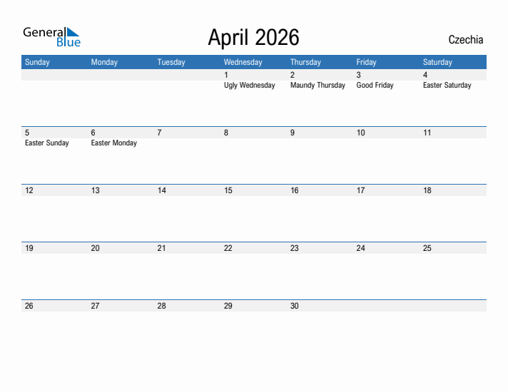 Fillable April 2026 Calendar