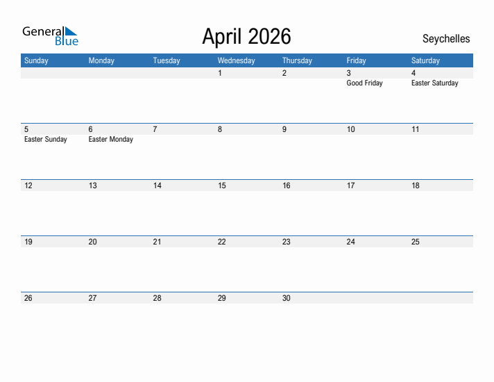 Fillable April 2026 Calendar