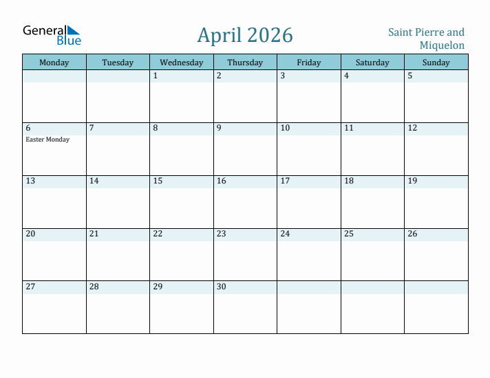 April 2026 Calendar with Holidays