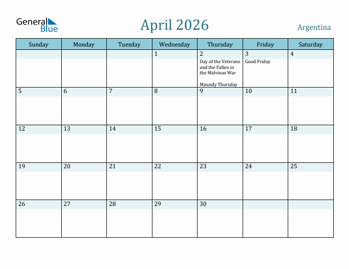 April 2026 Calendar with Holidays