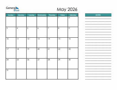 Next month calendar May 2026
