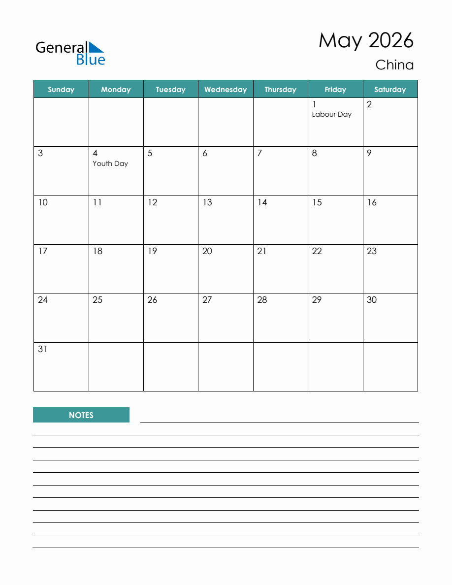 Monthly Planner With China Holidays May 2026