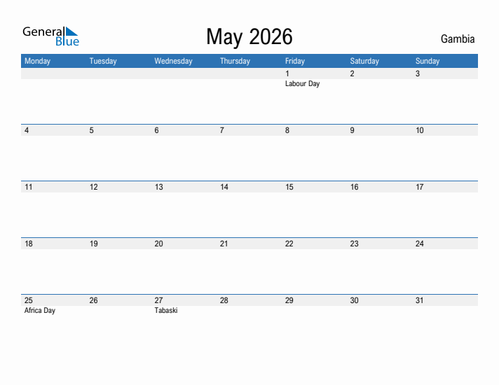 Fillable May 2026 Calendar