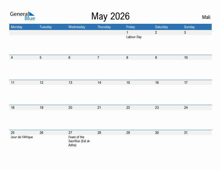 Fillable May 2026 Calendar