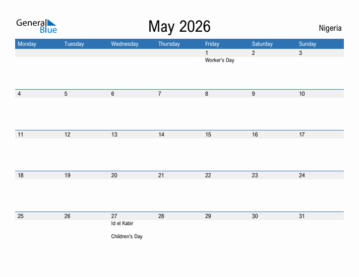 Fillable May 2026 Calendar