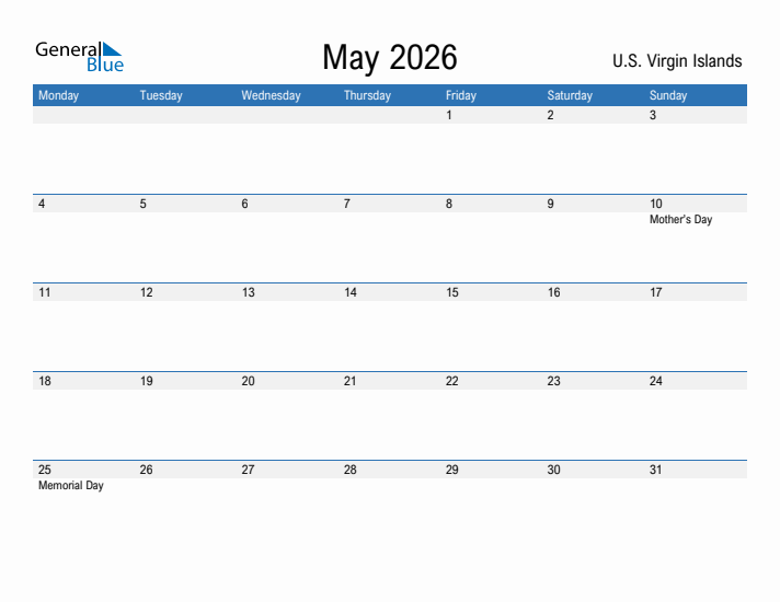 Fillable May 2026 Calendar