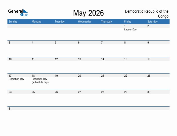 Fillable May 2026 Calendar