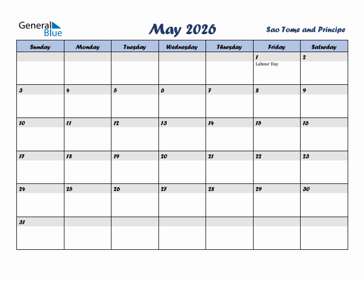 May 2026 Calendar with Holidays in Sao Tome and Principe