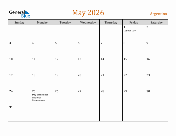 May 2026 Holiday Calendar with Sunday Start