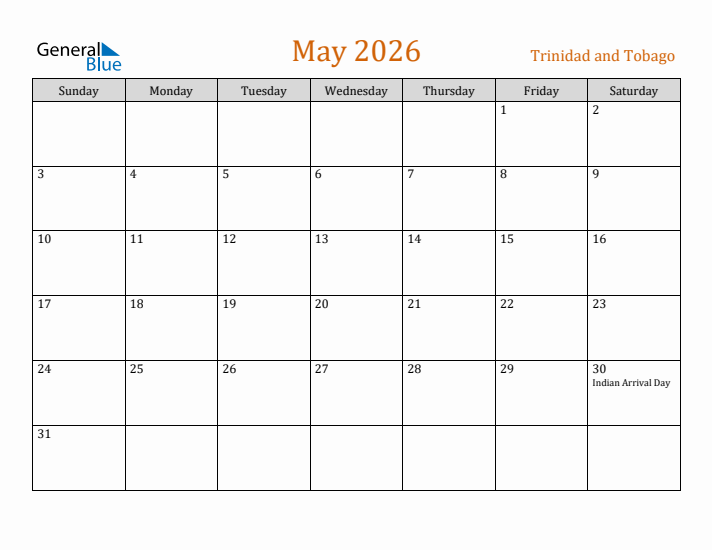 May 2026 Holiday Calendar with Sunday Start