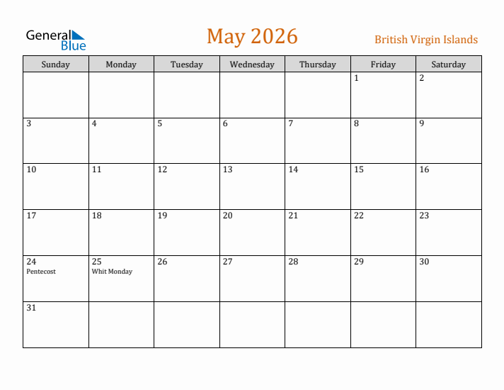 May 2026 Holiday Calendar with Sunday Start