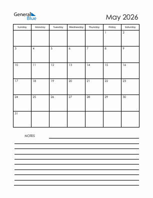 Next month calendar May 2026